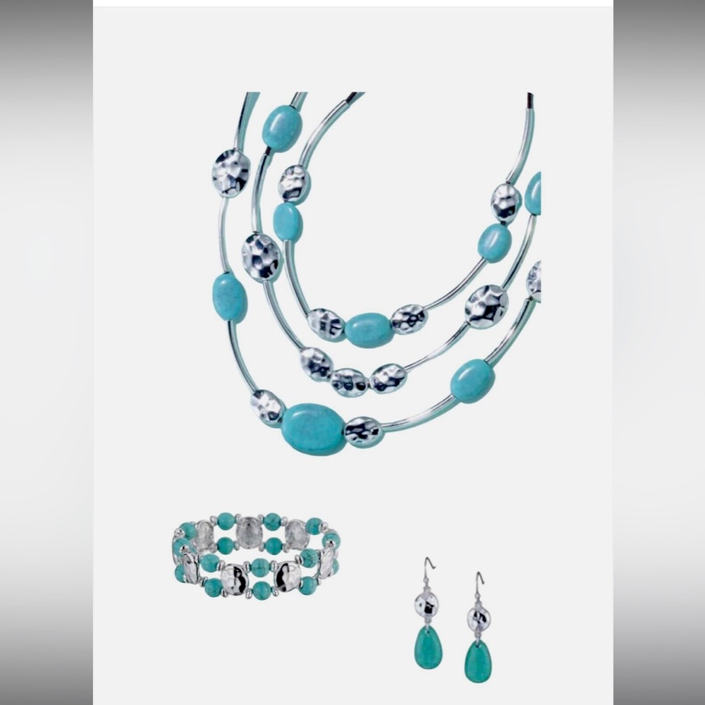 Avon Tuquiose necklace earring bracelet set